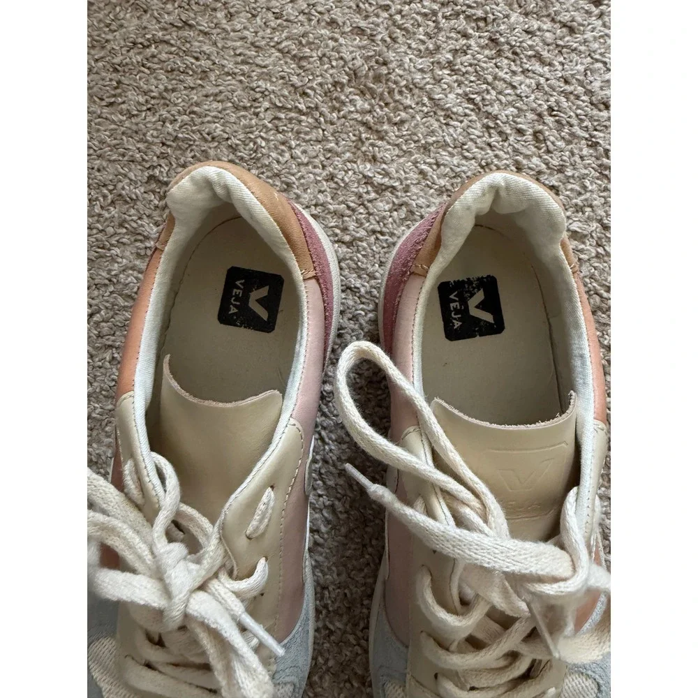 Veja V-10 Womens Sneakers Pink Peach Grey Multi Color Suede Leather Size 9 - Picture 3 of 7